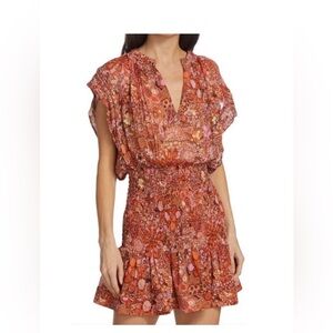 A.L.C. Carly Smocked Silk mini dress